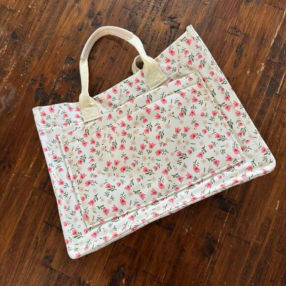 Floral Bag Purse Handles Little Flowers Pockets - Picture 2 of 6